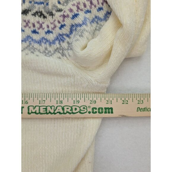 Alfred Dunner Women's Sweater Size M Ivory Cream Chenille Fair Isle Pullover - Picture 7 of 14